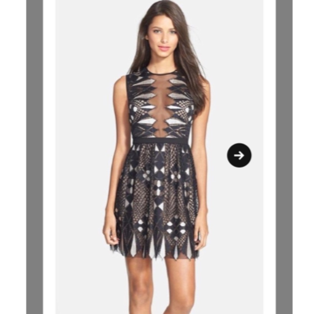 BCBGMaxAzria Black and White Geometric Mini Dress
